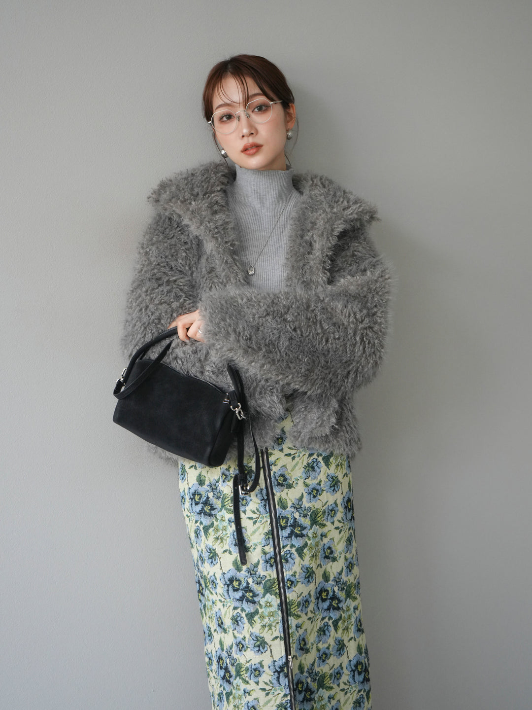 [予約]シャギーファースタンド2WAYジャケット/ gray