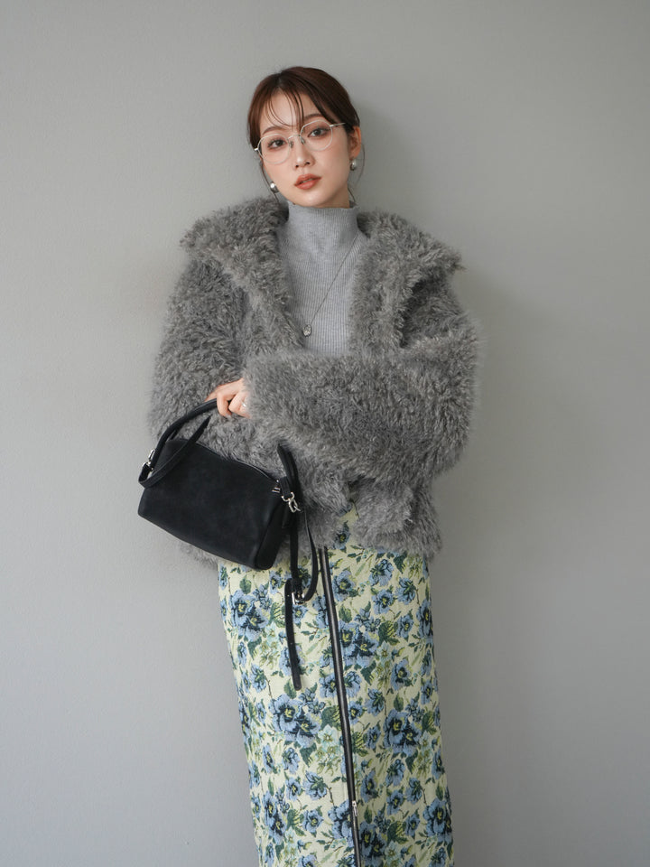 [予約]シャギーファースタンド2WAYジャケット/ gray