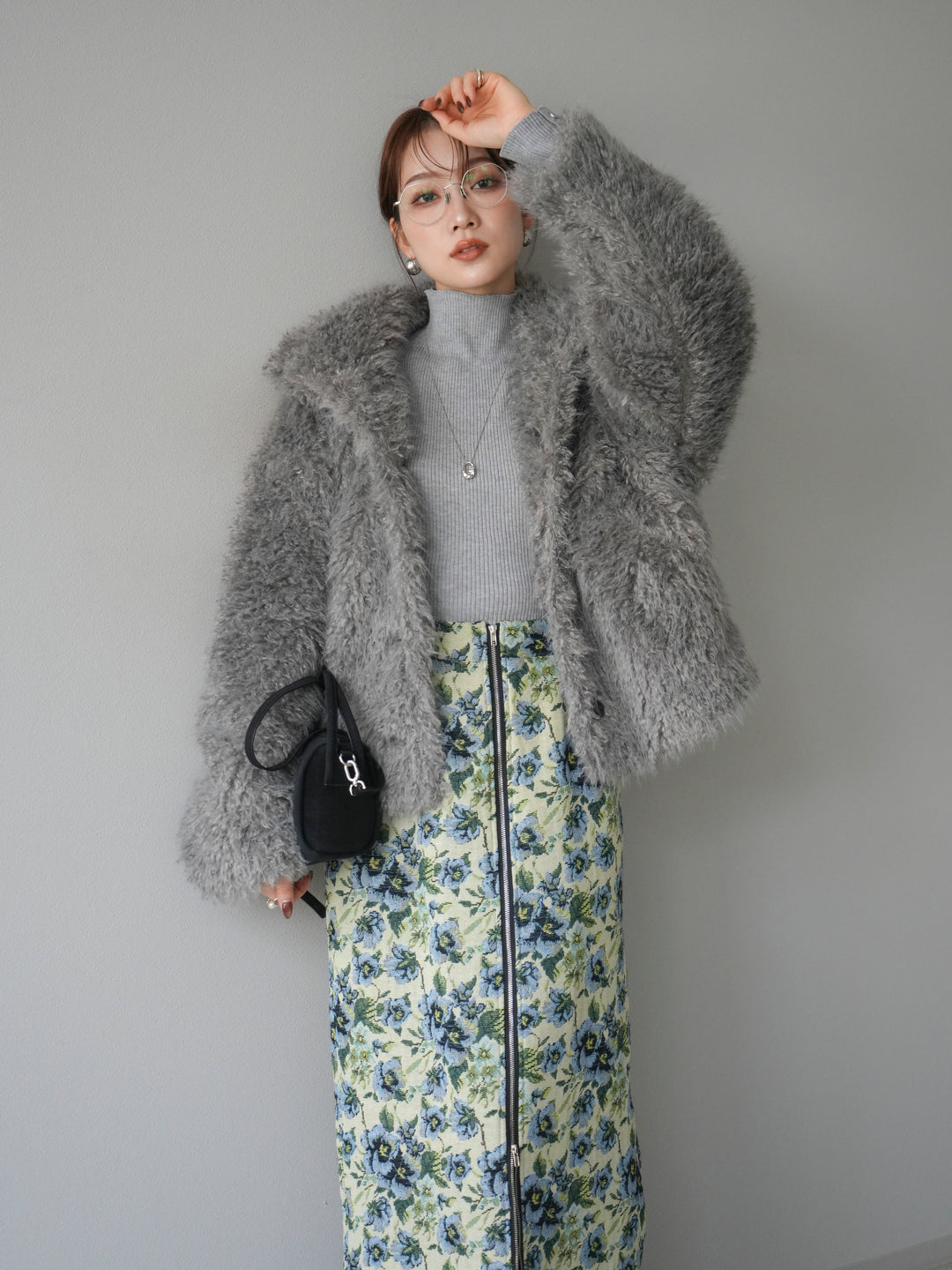 [予約]シャギーファースタンド2WAYジャケット/ gray