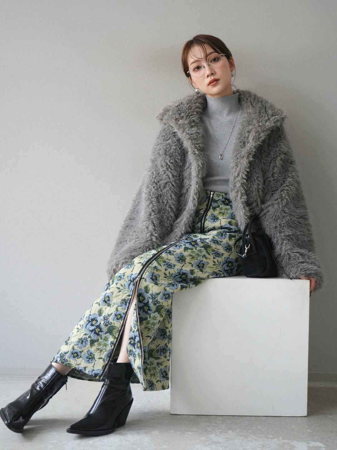 [予約]シャギーファースタンド2WAYジャケット/ gray