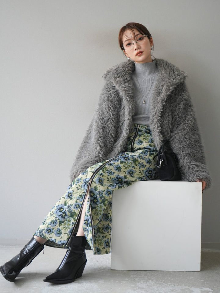 [予約]シャギーファースタンド2WAYジャケット/ gray