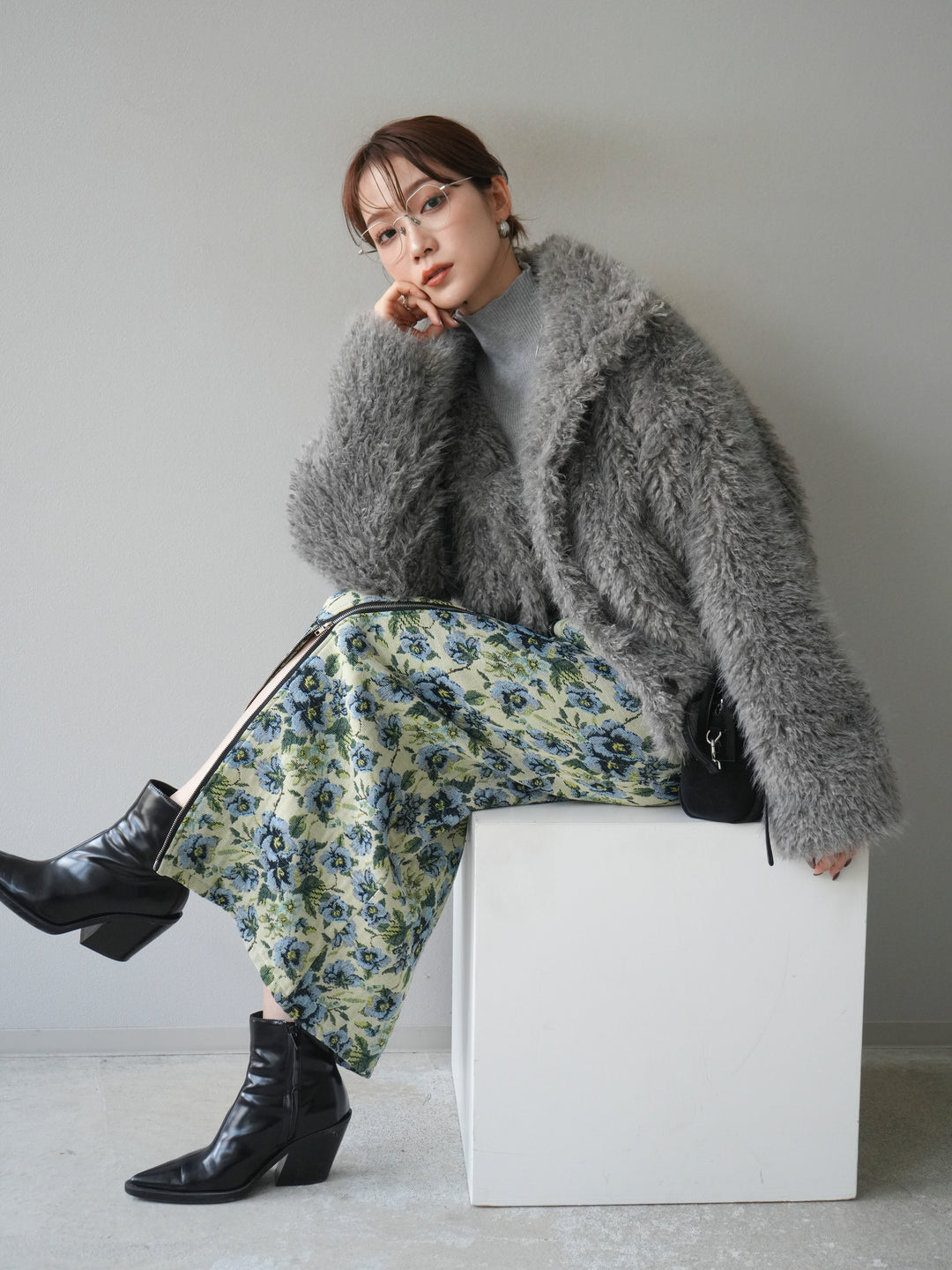 [予約]シャギーファースタンド2WAYジャケット/ gray