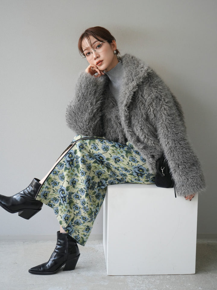 [予約]シャギーファースタンド2WAYジャケット/ gray