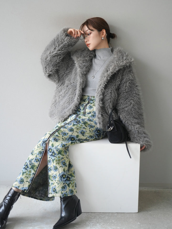 [予約]シャギーファースタンド2WAYジャケット/ gray