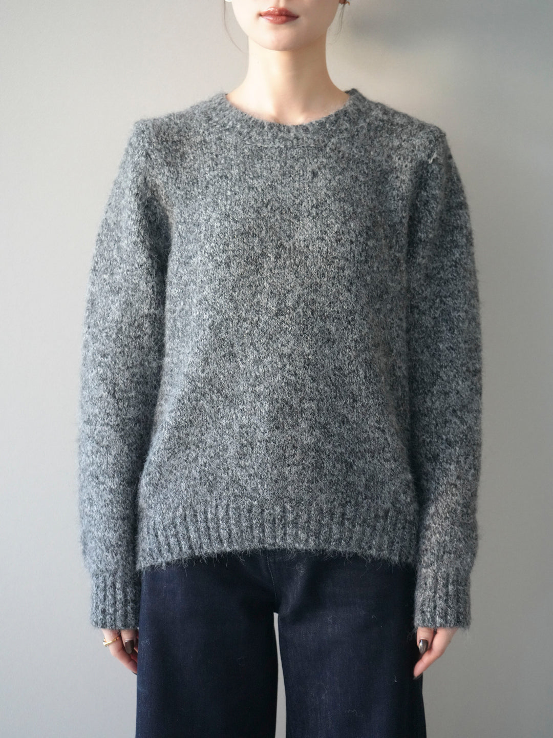 [予約]ネック付MIXニットアンサンブル/gray