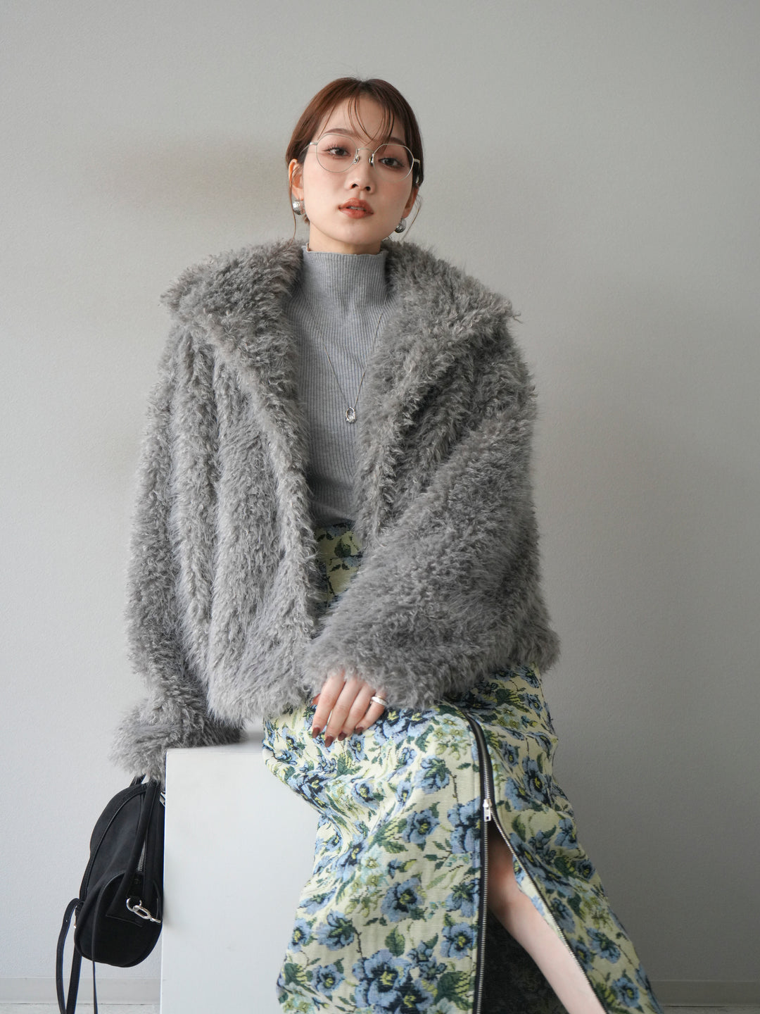 [予約]シャギーファースタンド2WAYジャケット/ gray