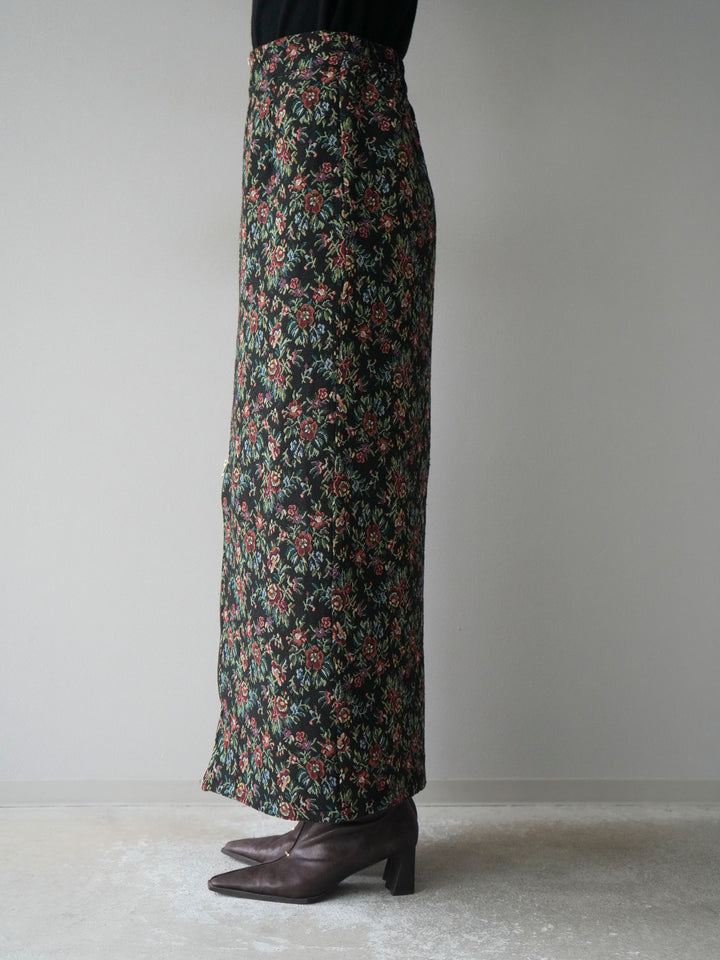 [予約]ゴブランフロントジップタイトスカート/レッド