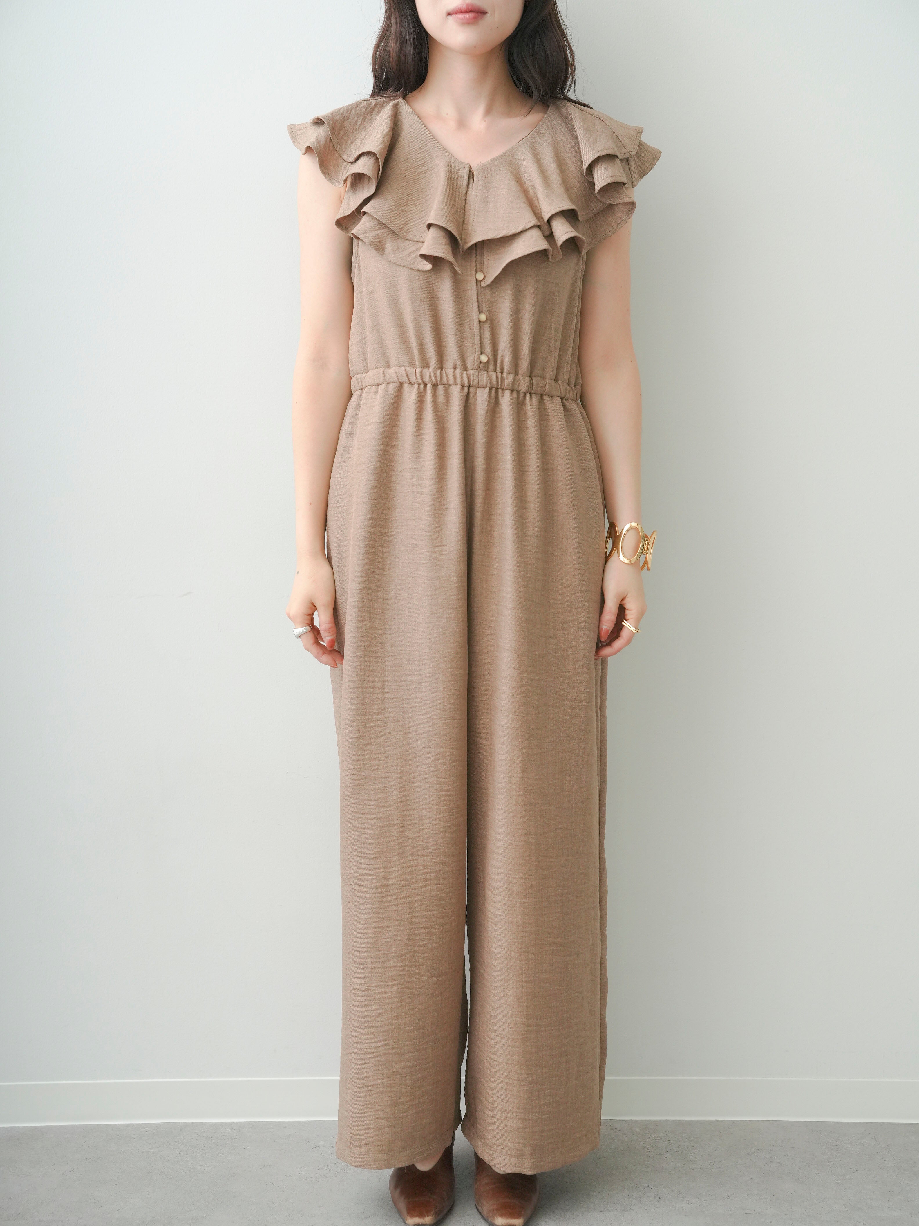イトフクオカ リネンオールインワン フリル ベージュ itofukuoka 予約]リネンライクドレープフリルオールインワン/beige – Lumier