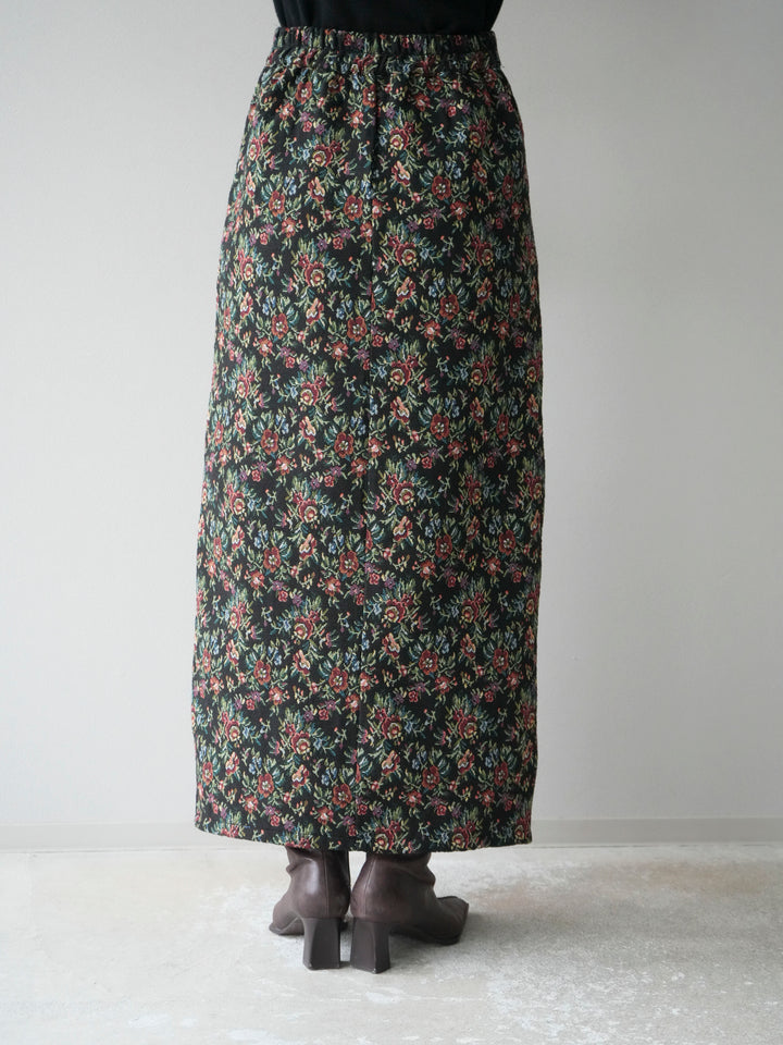 [予約]ゴブランフロントジップタイトスカート/レッド