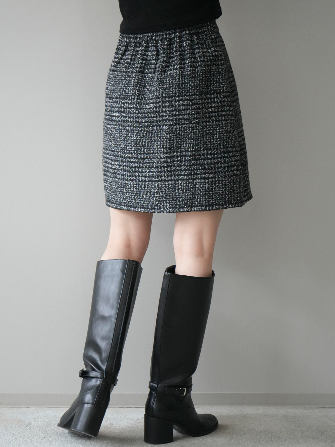 [予約]フロントZIPアソート柄ミニスカート/black