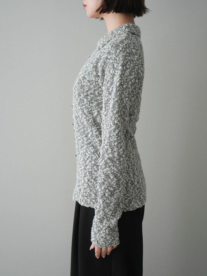 [予約]透かし編みブークレポロニットトップス/mix