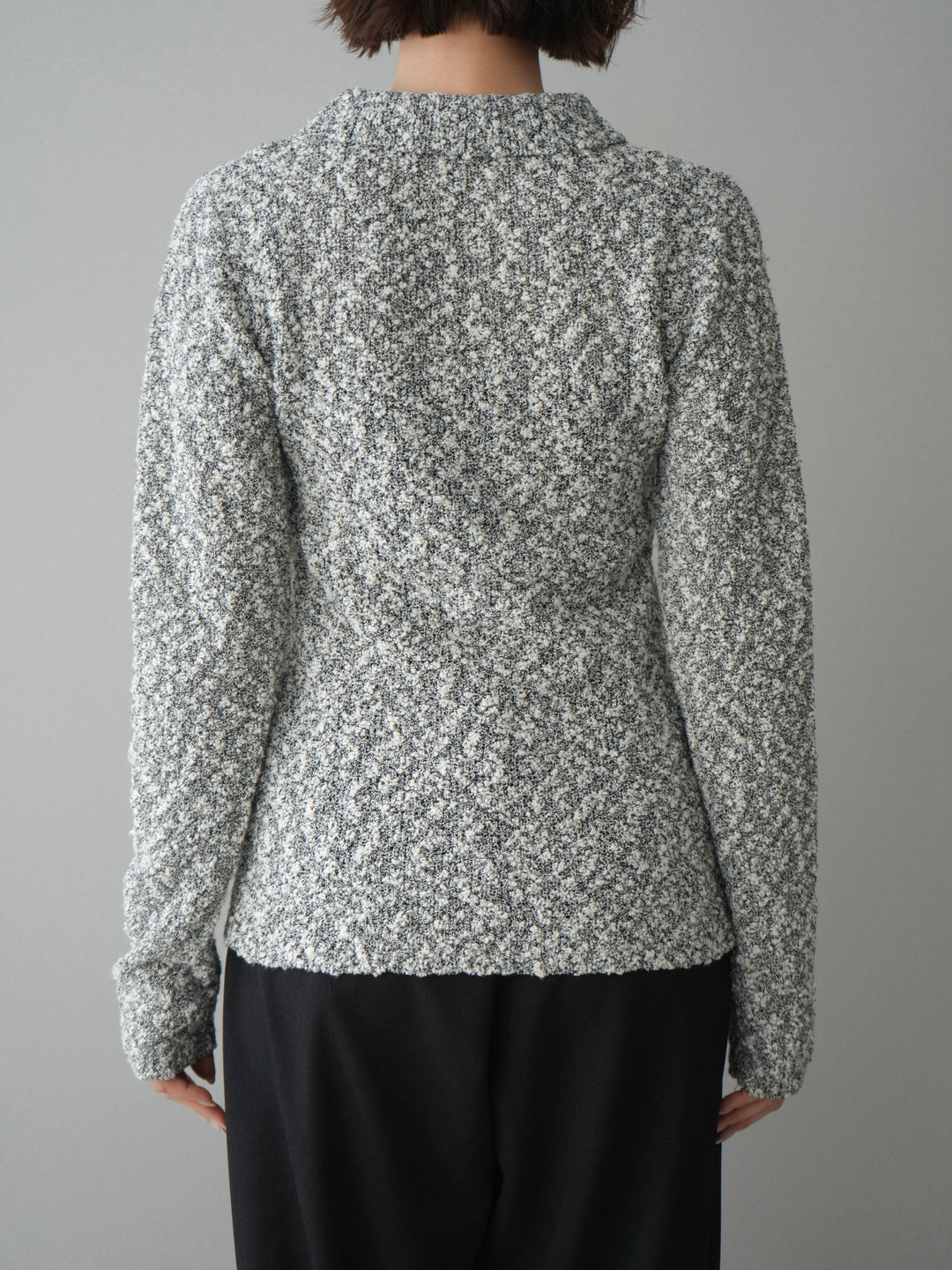 [予約]透かし編みブークレポロニットトップス/mix