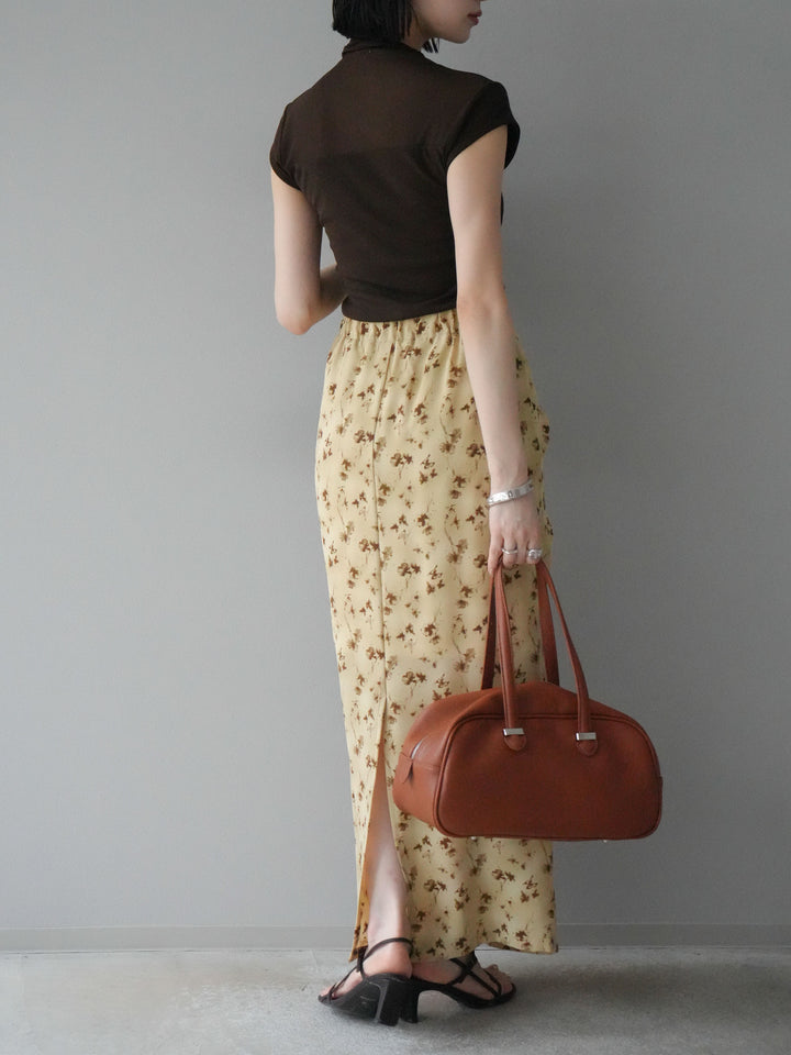 [予約]フラワーモチーフタックIラインスカート/ベージュ