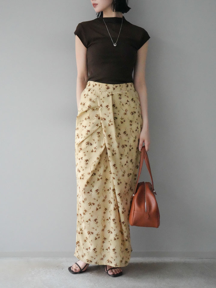 [予約]フラワーモチーフタックIラインスカート/ベージュ