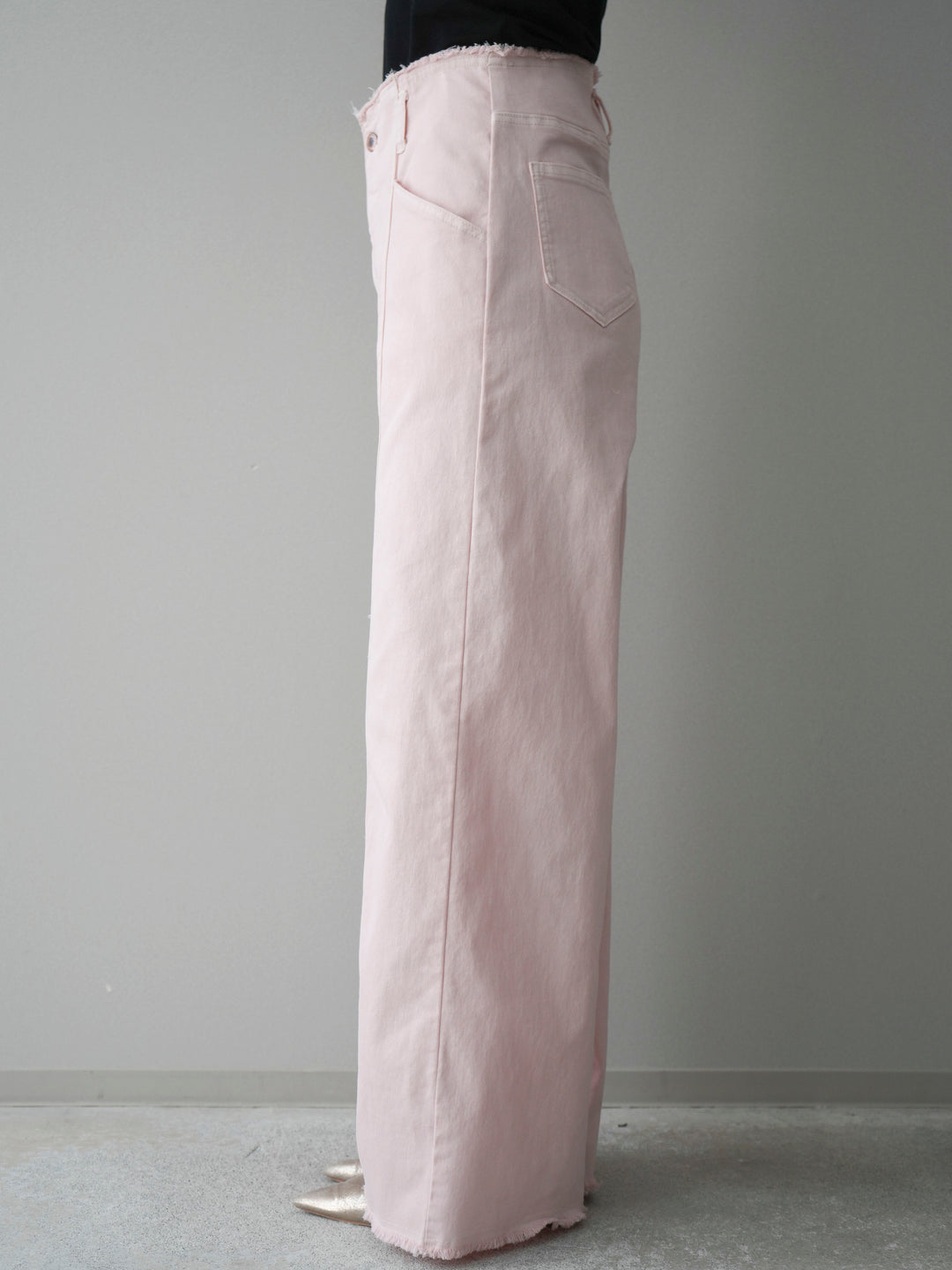 [予約]センターステッチストレッチカットオフデニムパンツ/pink