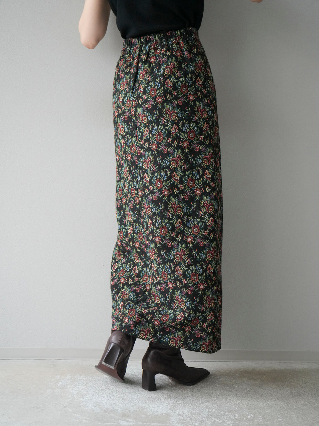 [予約]ゴブランフロントジップタイトスカート/レッド