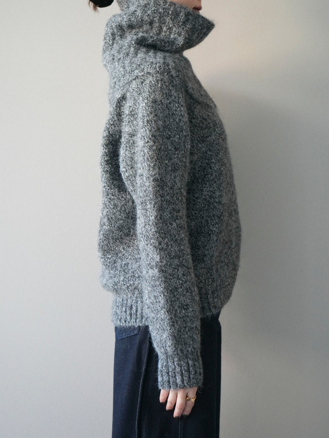 [予約]ネック付MIXニットアンサンブル/gray