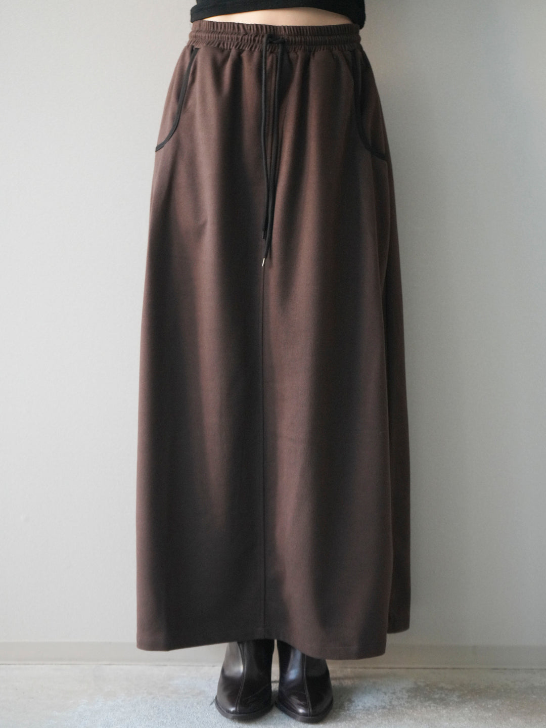 [予約]配色パイピングIラインスカート/brown