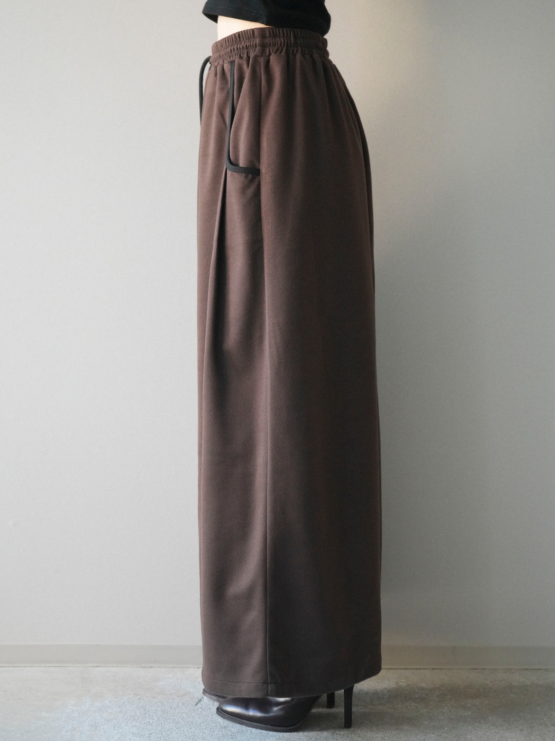 [予約]配色パイピングIラインスカート/brown