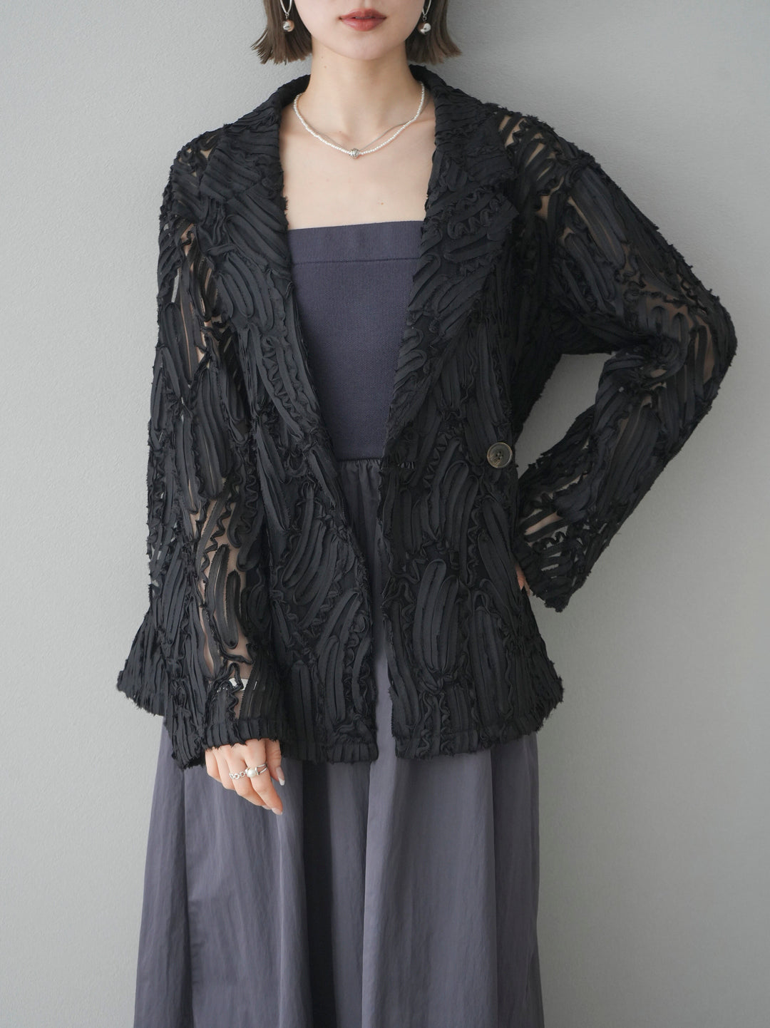 [予約]シアージャガードテーラードジャケット/ブラック