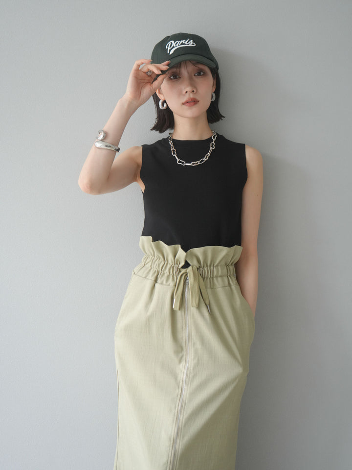 [予約]レーヨンニットタンクトップ/ブラック