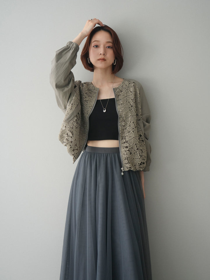 [SET]レースドッキングブルゾン+選べるアクセセット(2set)