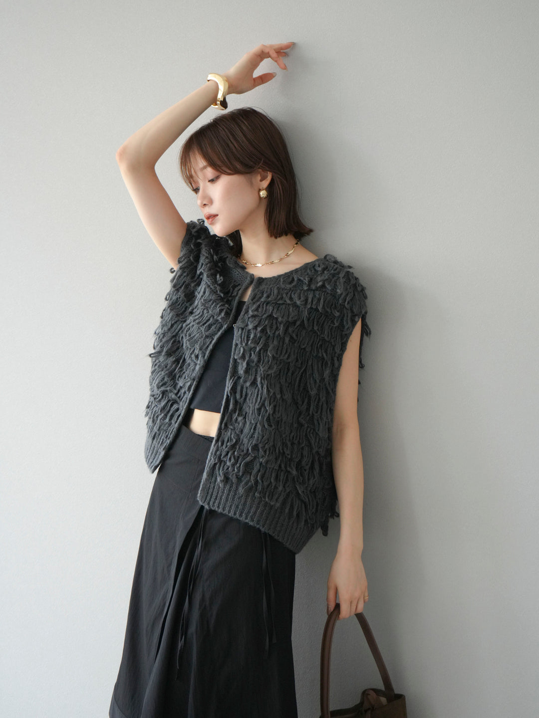 [予約]ループデザインベスト/チャコール