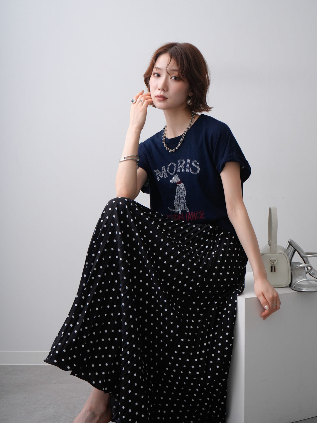 [SET]ドッグエンブロイダリーTEE+選べるアクセセット(2set)