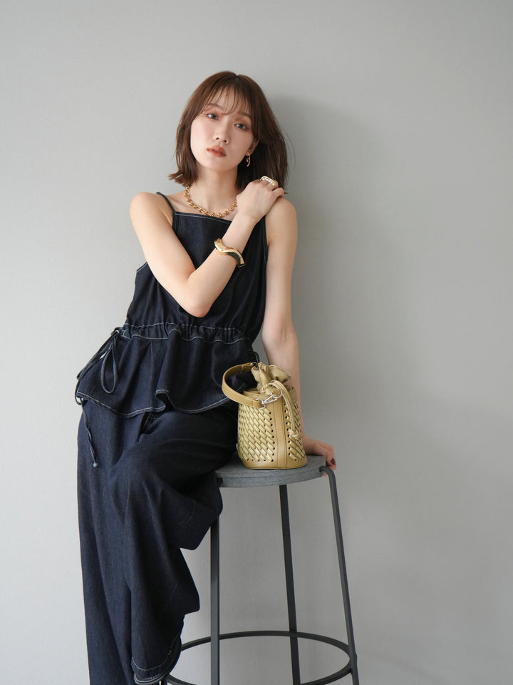 [SET]デニムタックフレアキャミソール＆イージーワイドパンツSET UP(2set)