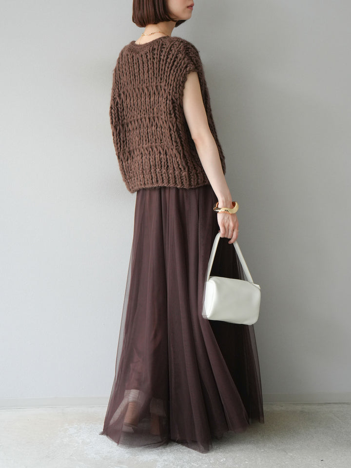 [予約]チュールボリュームスカート/ブラウン