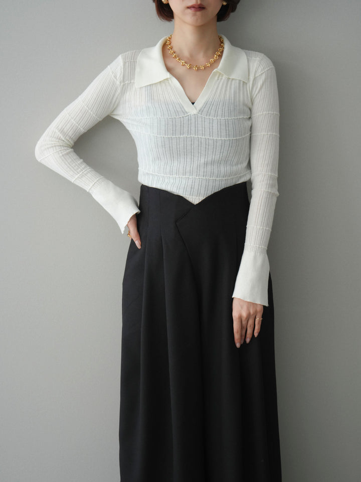 [予約]シアーリブスキッパーニットトップス/ivory