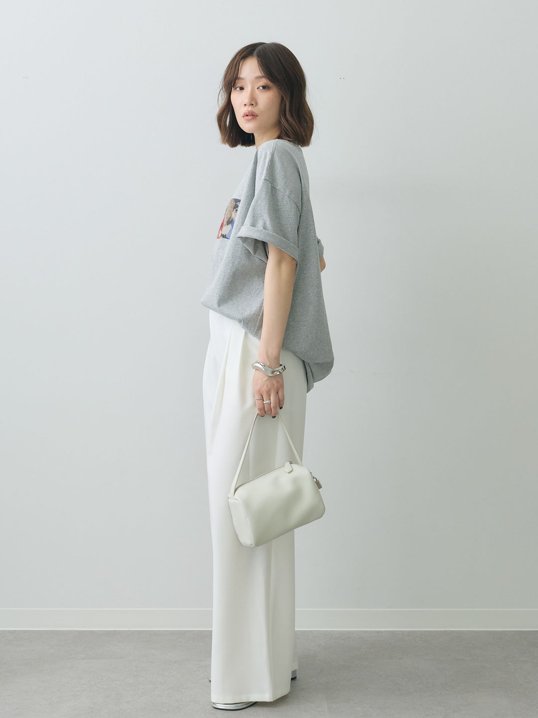 [SET]スリードッグフォトボックスTEE+アシンメトリーベルトタックワイドパンツ(2set)