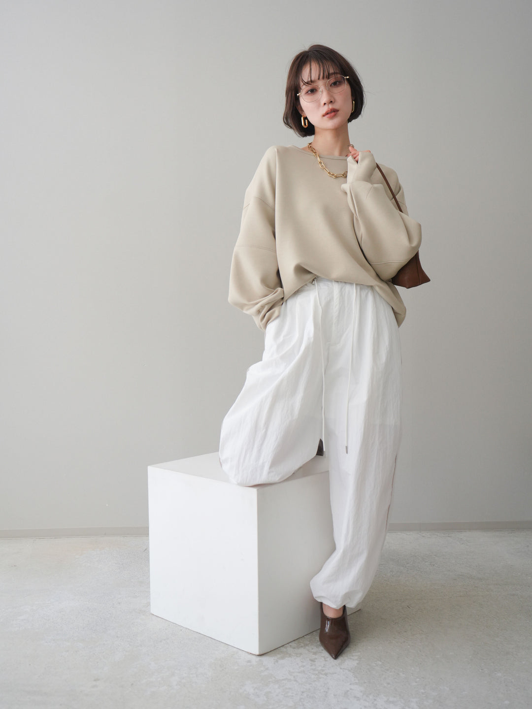 [予約]ライトポンチコクーンプルオーバー/beige