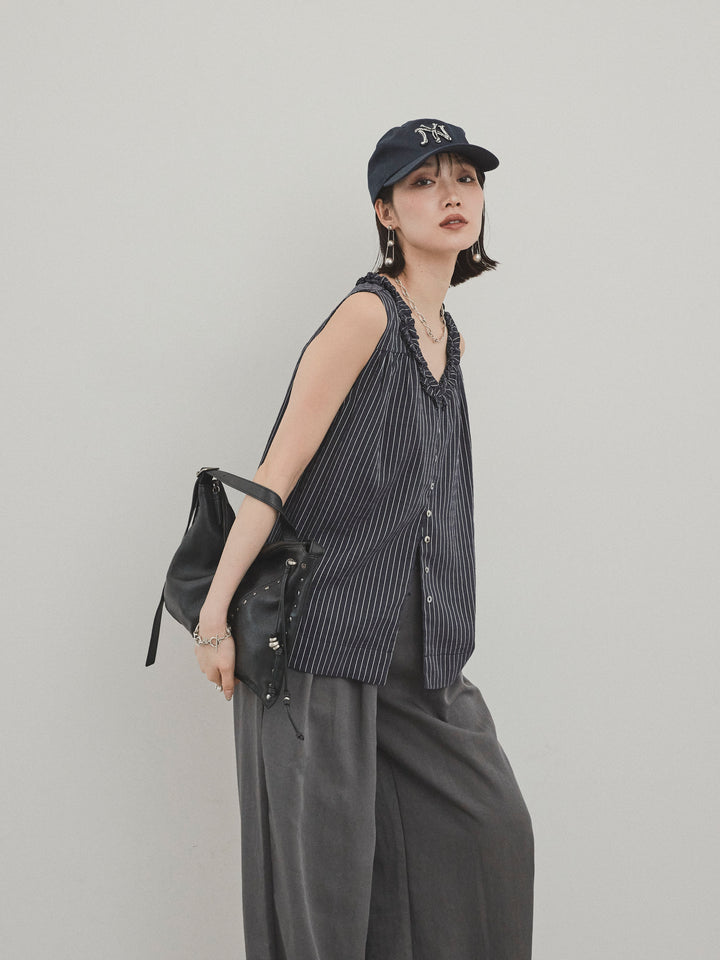 [SET] 條紋荷葉邊襯衫 + 條紋荷葉邊襯衫 (2件套)