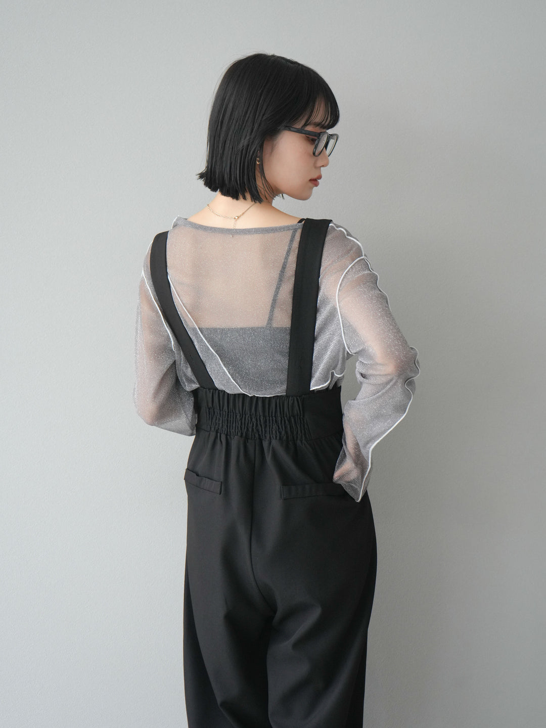 [予約]ラメシアーバイカラーメロープルオーバー/チャコール