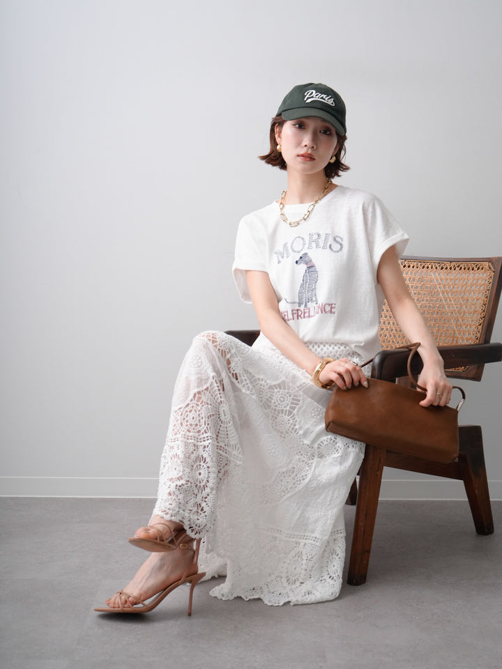 [予約]ドッグエンブロイダリーTEE/white