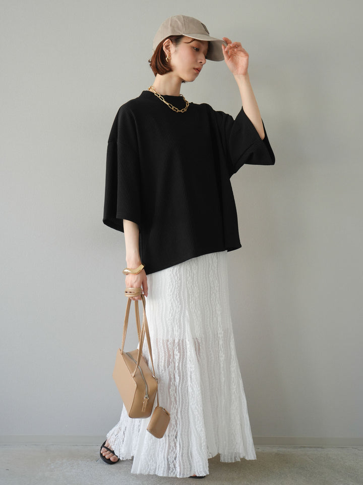 [預訂] 立領羅紋套頭衫/黑色