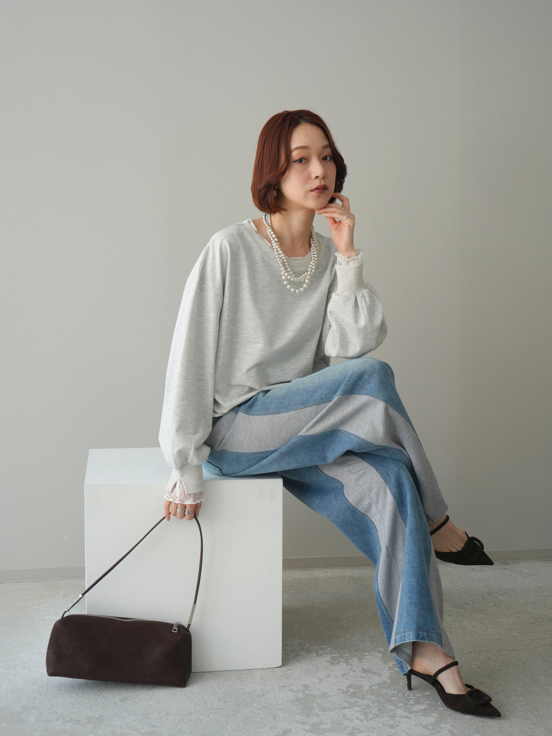 [予約]袖レースカットバルーンプルオーバー/oatmeal