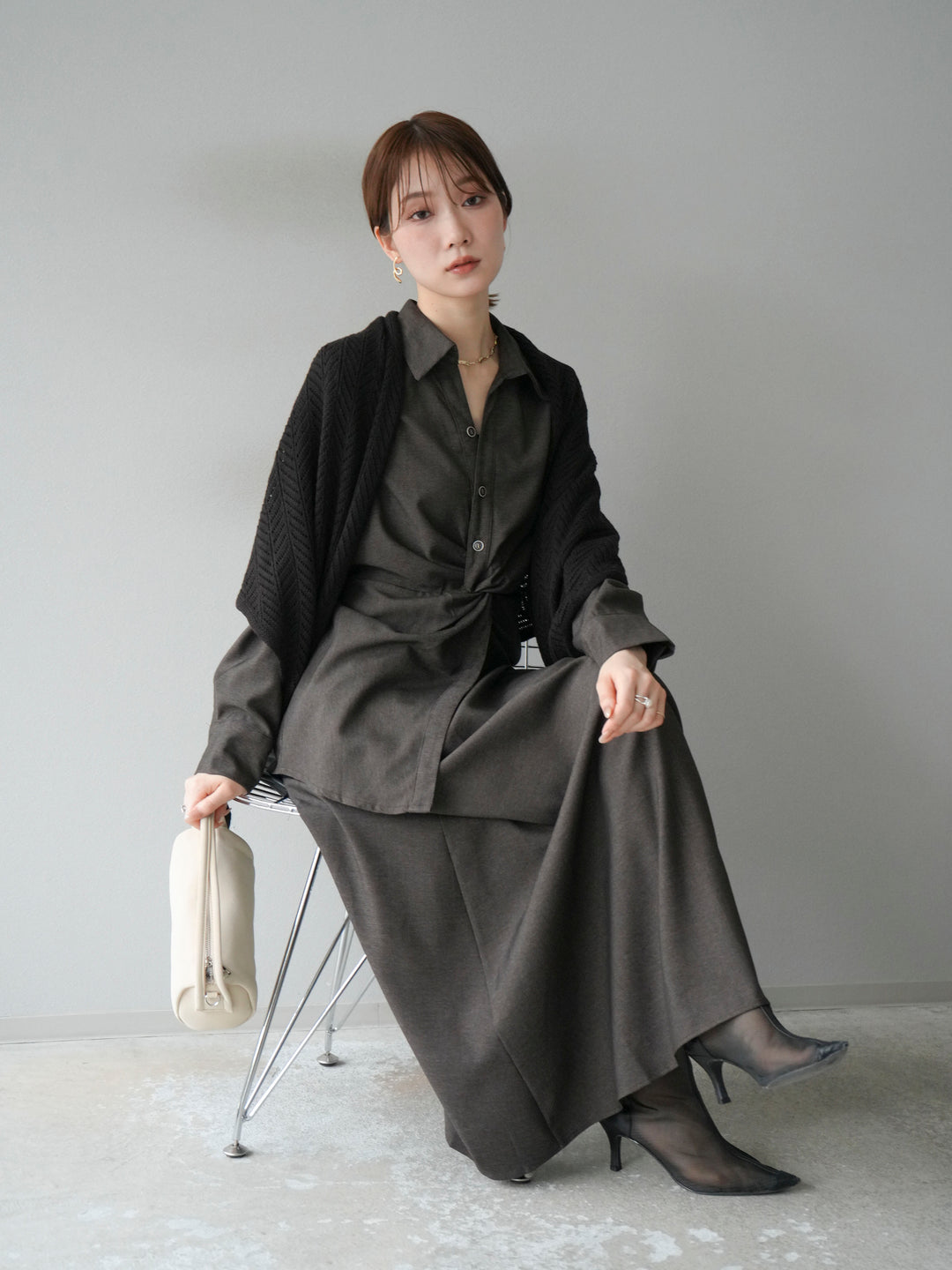 [SET]ツイストデザインシャツ＆スカートSET UP