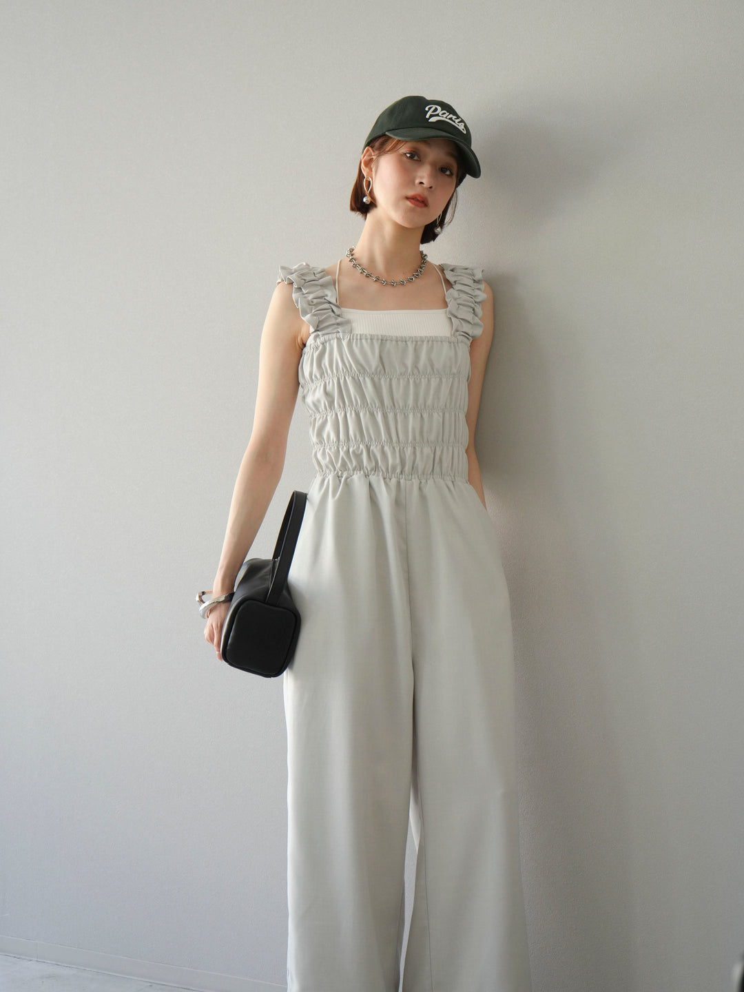 [予約]ヘザーエステルシャーリングサロペット/アイボリー