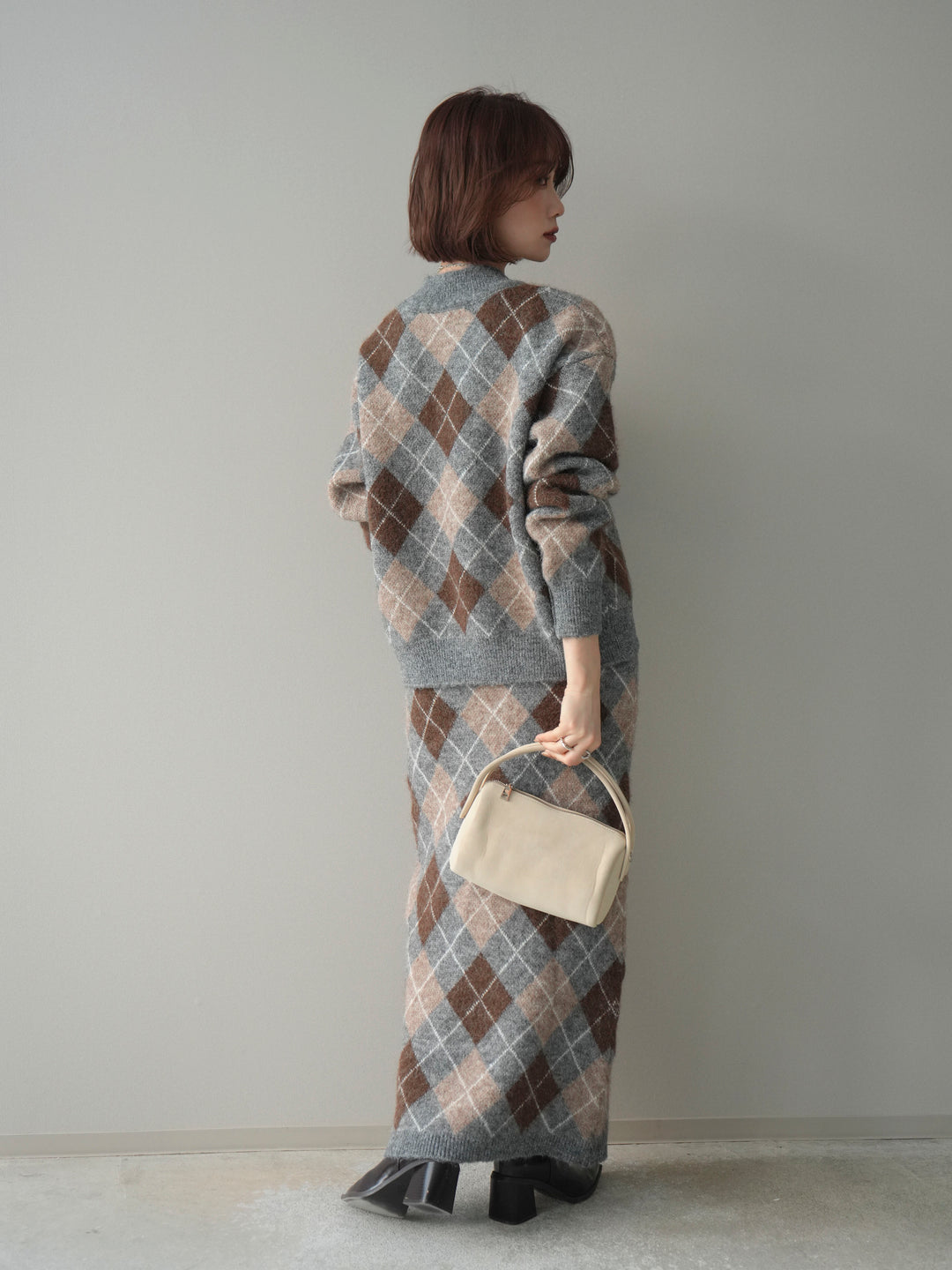 [SET]アーガイルニットプルオーバー&ロングスカートSET UP+選べるアクセセット(2set)