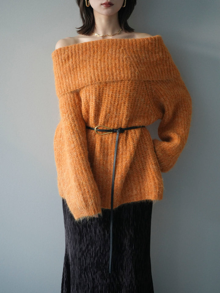 [予約]オフショルミックスニットプルオーバー/orange