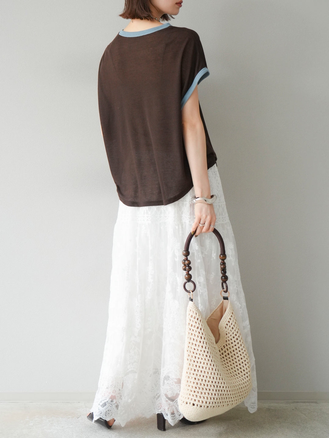 [予約]レースフレアスカート/ホワイト