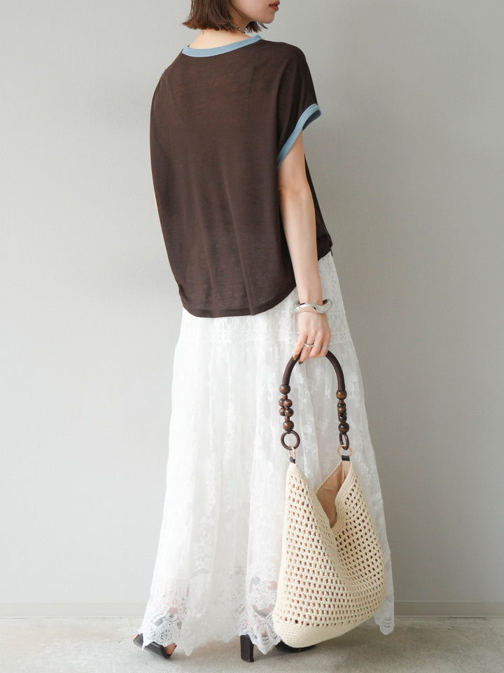 [予約]レースフレアスカート/ホワイト