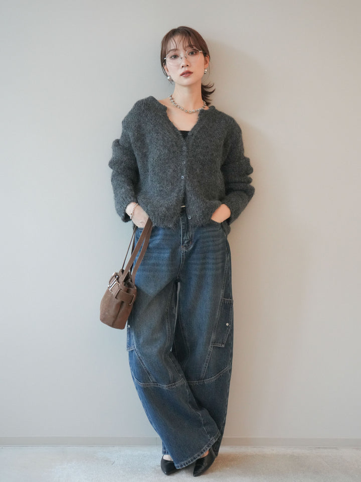 [予約]カーゴデザインコクーンデニムパンツ/navy