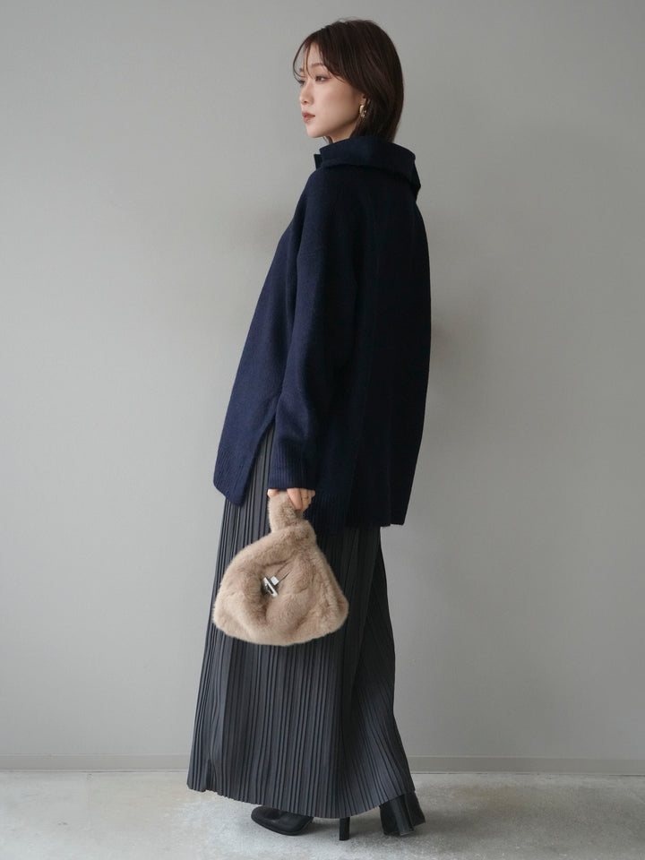 [予約]プリーツIラインスカート/charcoal