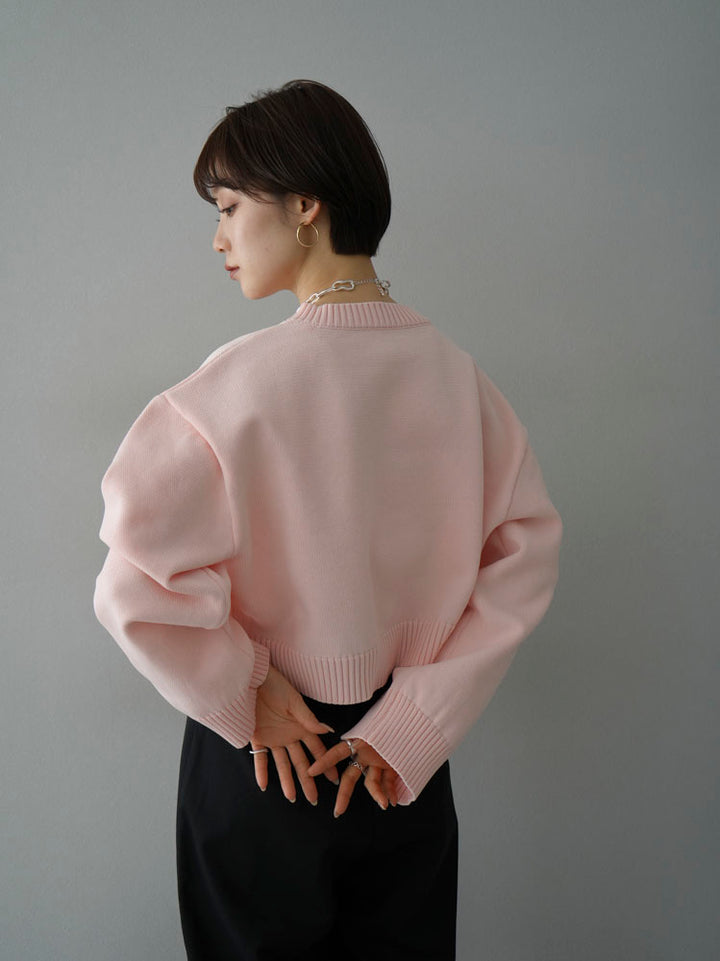 [Pre-order] Double Zip Cropped Knit Cardigan/Pink