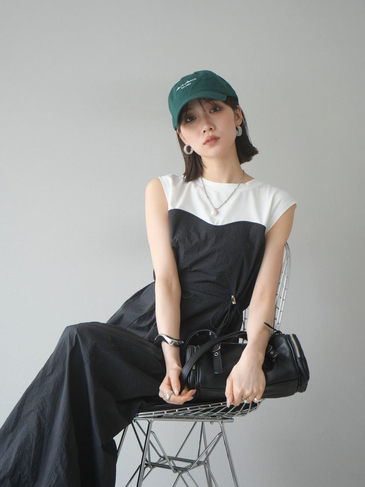 [SET] 剪裁對接尼龍洋裝 + 可選飾品套裝 (2 套)