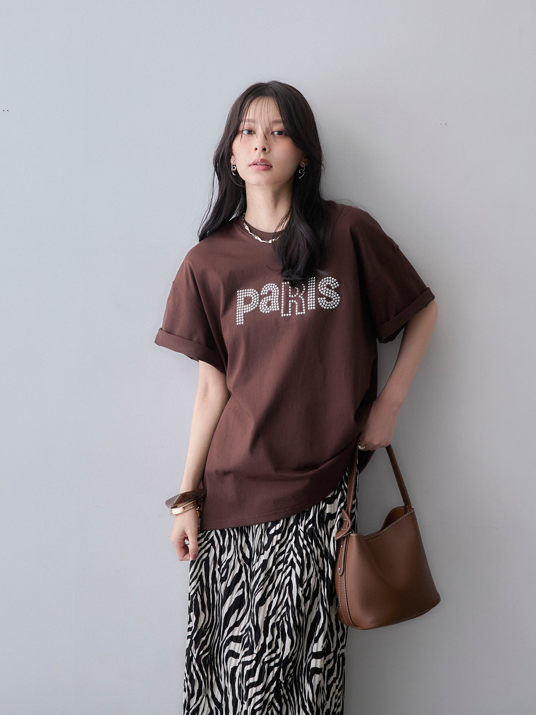 [SET]スタッズロゴTEE+プリントプリーツスカート(2set)