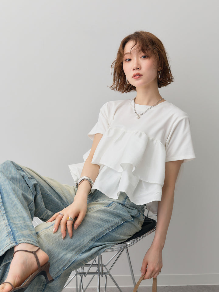 [SET]フリルティアードTEE+選べるアクセセット(2set)